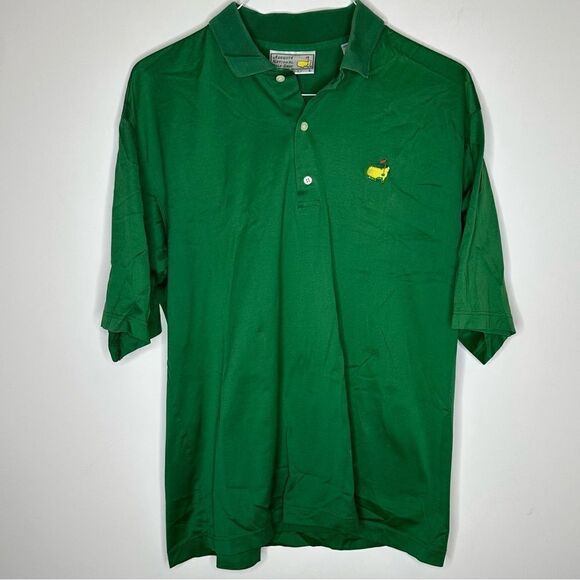 The Masters Slazenger Augusta National Golf Men's Cotton Green Polo Shirt Size L - Picture 5 of 6